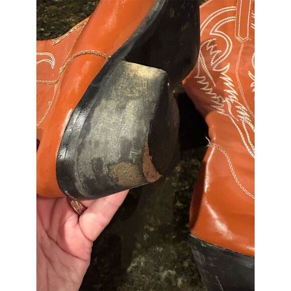 Women's Brown Western Cowboy Boots Standard Size 5.5 Mid-Calf Pointed Toe - Picture 9 of 10